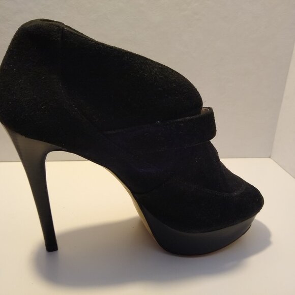 MICHAEL MICHAEL KORS Black Suede Peep Toe Stiletto Booties - Picture 3 of 6